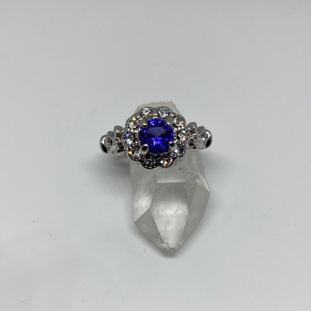 Blue Crystal fashion ring, size 8